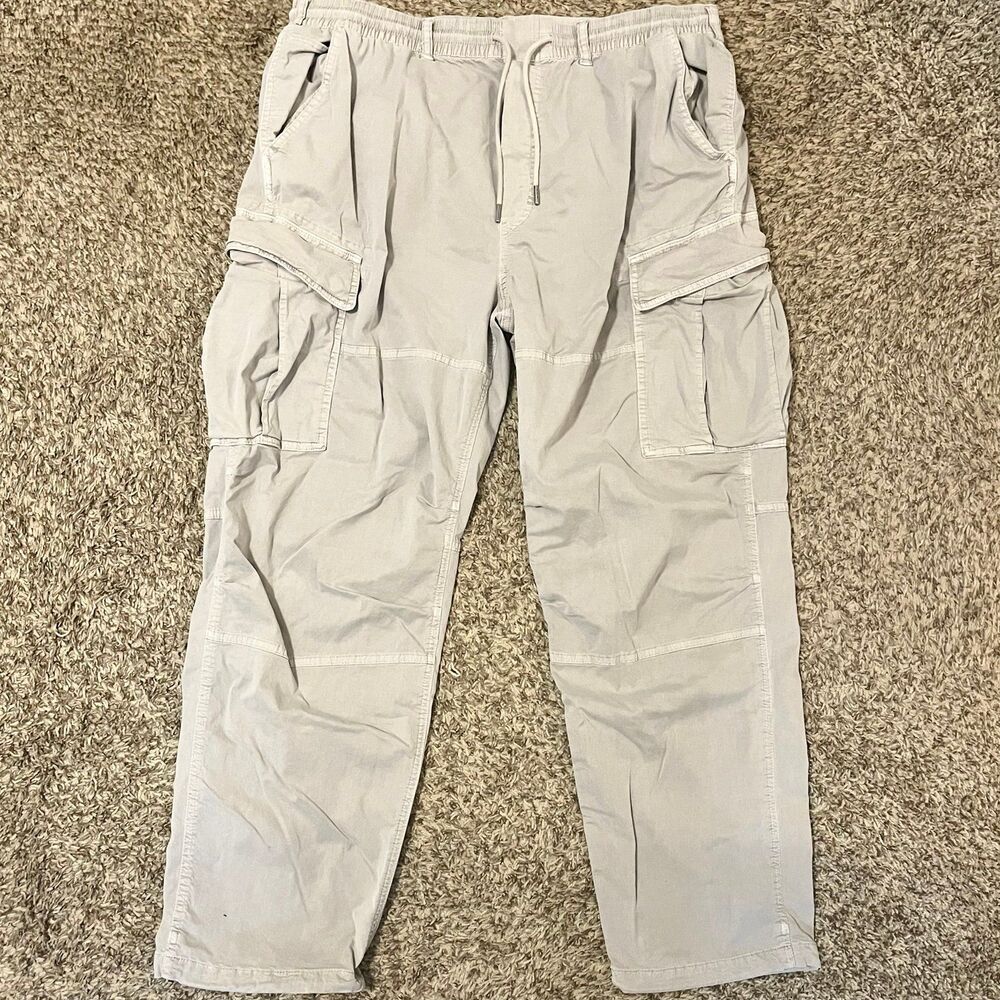American Eagle Women’s Cargo Pants Size Large Tall Gray Stretch Drawstring